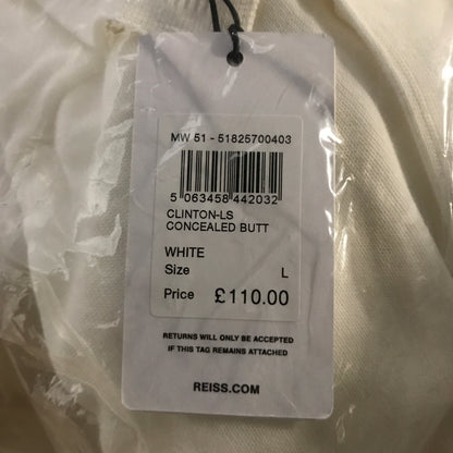 Reiss Clinton Cotton Concealed-Placket Polo Shirt in White