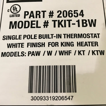 King Electric - Single Pole Built-In Thermostat for King Heater