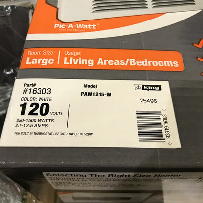 King Electric - Model PAW1215-W Wall Heater