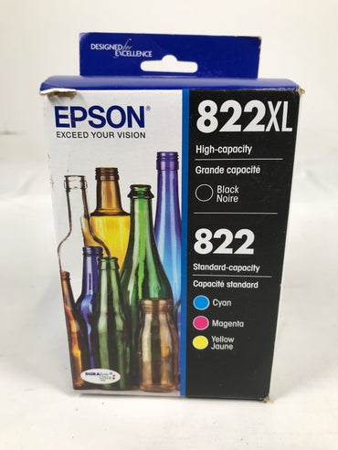 Epson T822, Color Standard-Capacity and Black High Capacity Ink Cartridges,