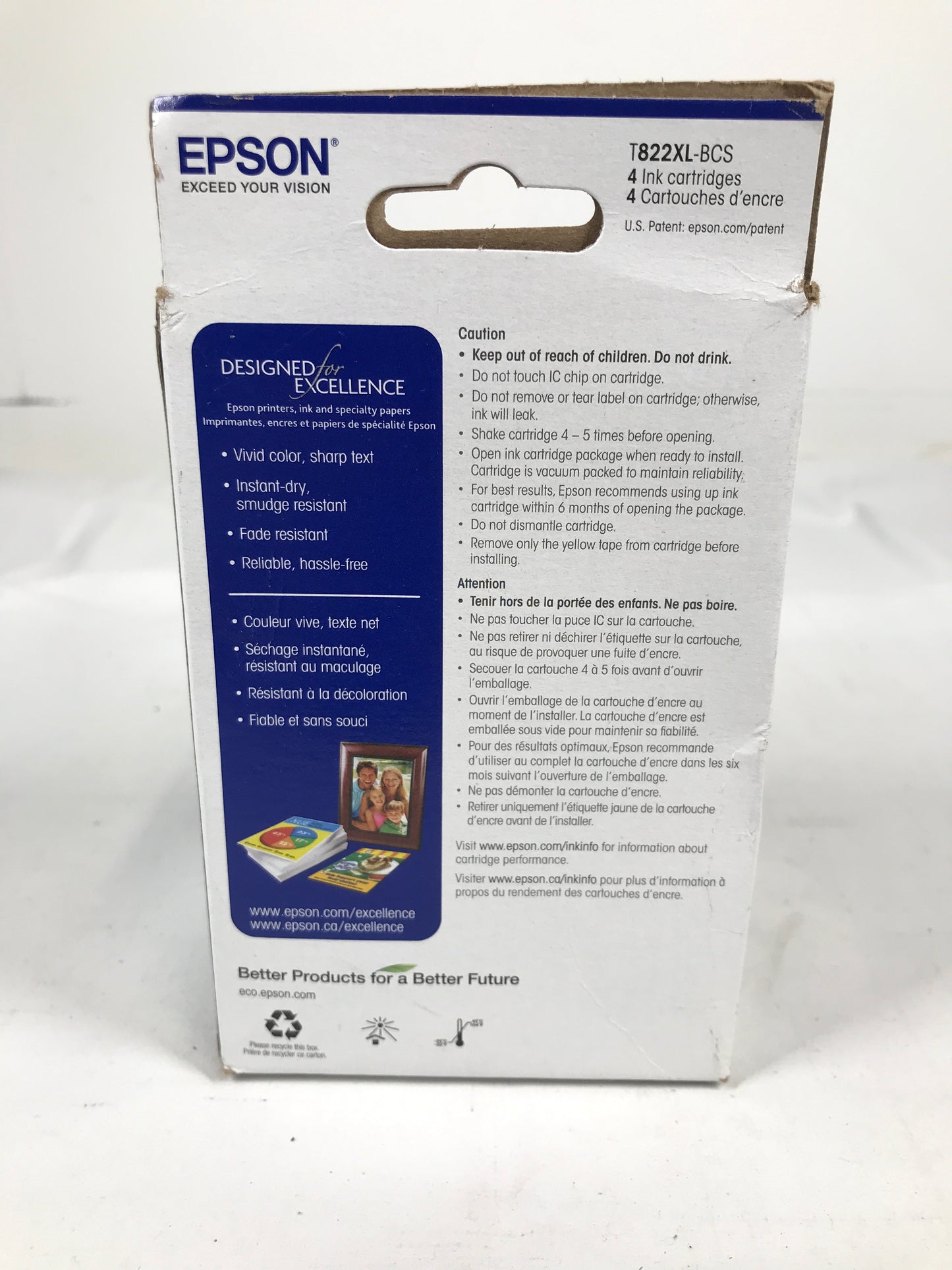 Epson T822, Color Standard-Capacity and Black High Capacity Ink Cartridges,