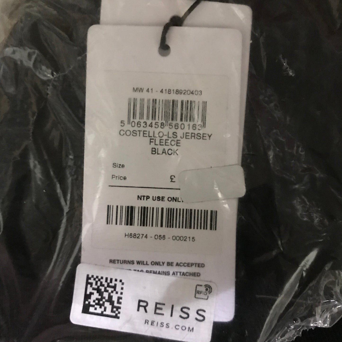 Reiss Costello Cotton-Blend Fleece-Back Polo Shirt in Black