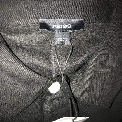 Reiss Costello Cotton-Blend Fleece-Back Polo Shirt in Black