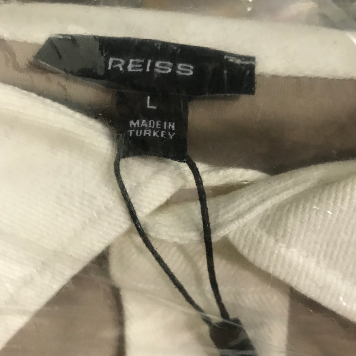 Reiss Thurloe Colour Block Rugby Shirt in Oatmeal/White