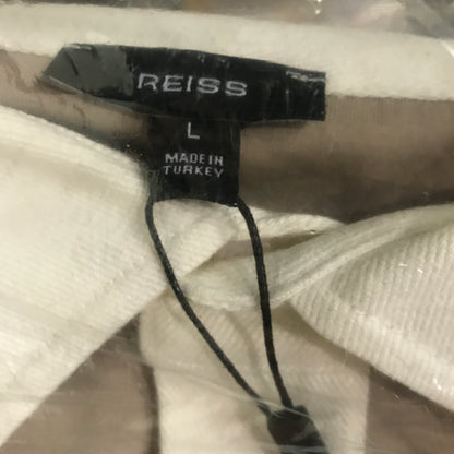 Reiss Thurloe Colour Block Rugby Shirt in Oatmeal/White