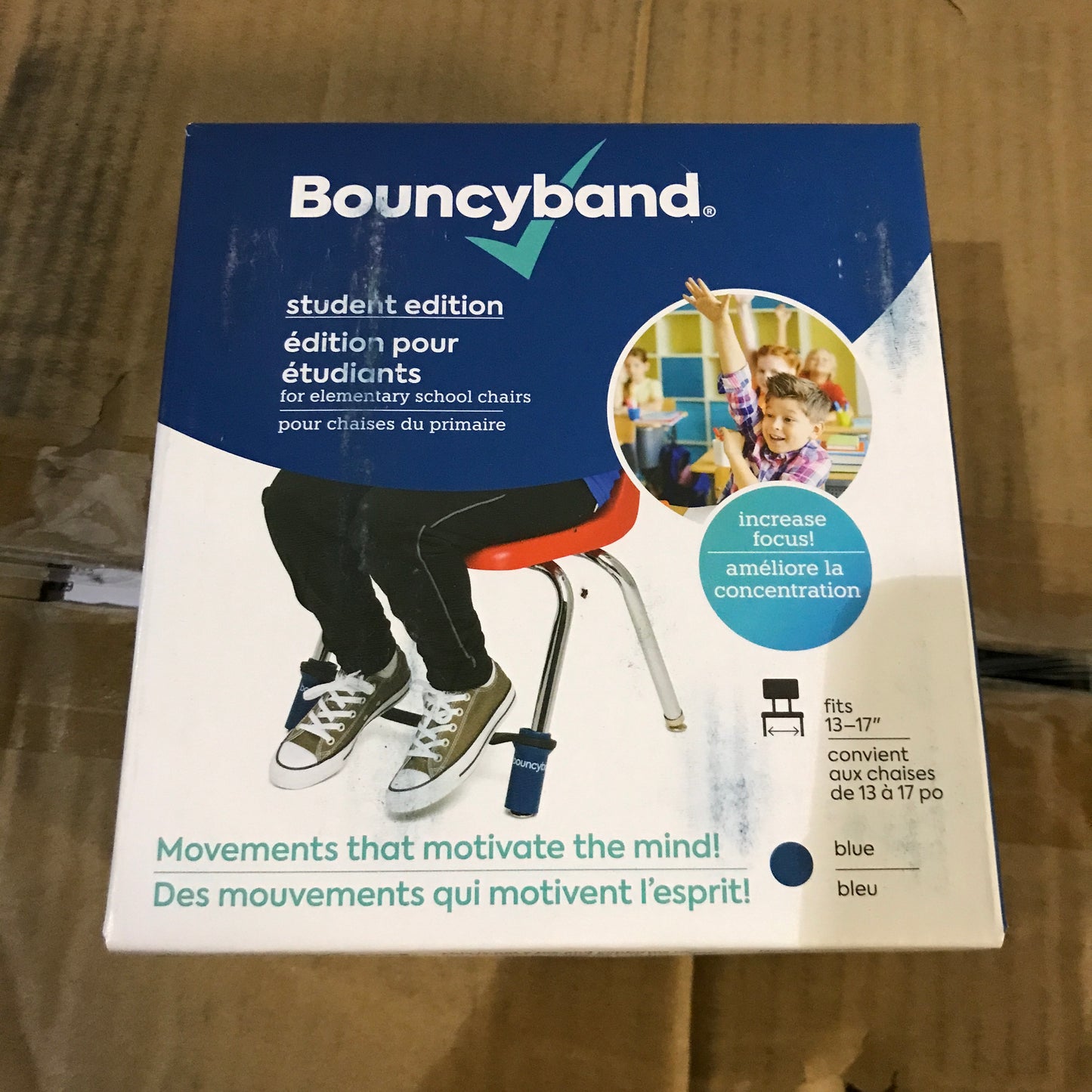 Bouncyband for Elementary School Chairs 13-17" - Blue - 2 Pack