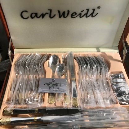 Carl Weill 78-Piece Venus Gold Cutlery Set in Briefcase