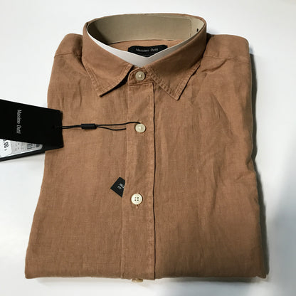 Massimo Dutti Men’s Linen Button-Up Shirt - Tan
