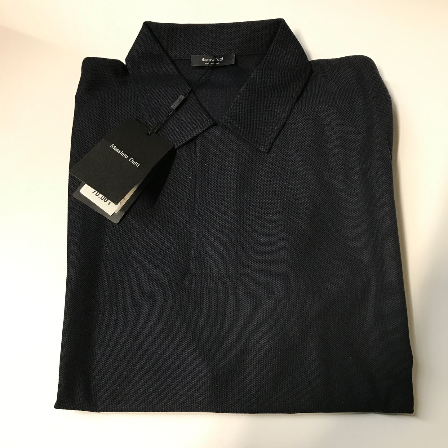 Massimo Dutti Men’s Textured Polo Shirt - Black