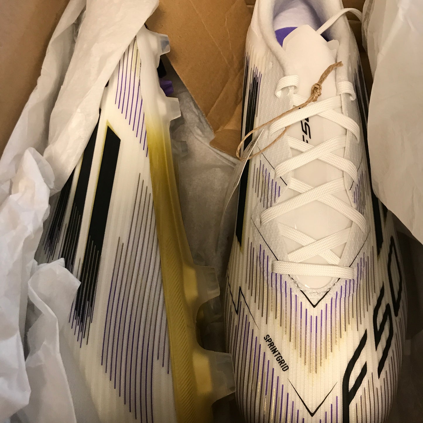Adidas F50 League Firm/Multi-Ground Cleats - Cloud White / Core Black / Gold Metallic