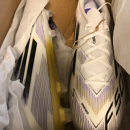 Adidas F50 League Firm/Multi-Ground Cleats - Cloud White / Core Black / Gold Metallic