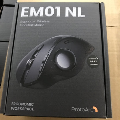 ProtoArc EM01 NL Trackball Ergonomic Mouse - Gray