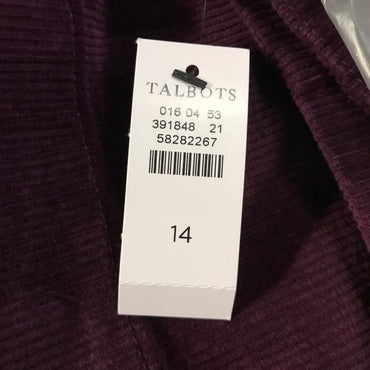 Talbots Wide Leg Corduroy Pants - Eggplant