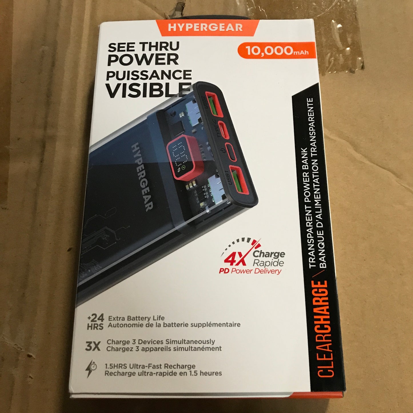 HyperGear 10,000mAh ClearCharge Transparent Fast Charge Power Bank with 20W USB-C PD - 2 Pack