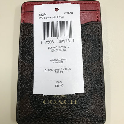 Coach Id Lanyard in Signature Canvas - Brown/Red