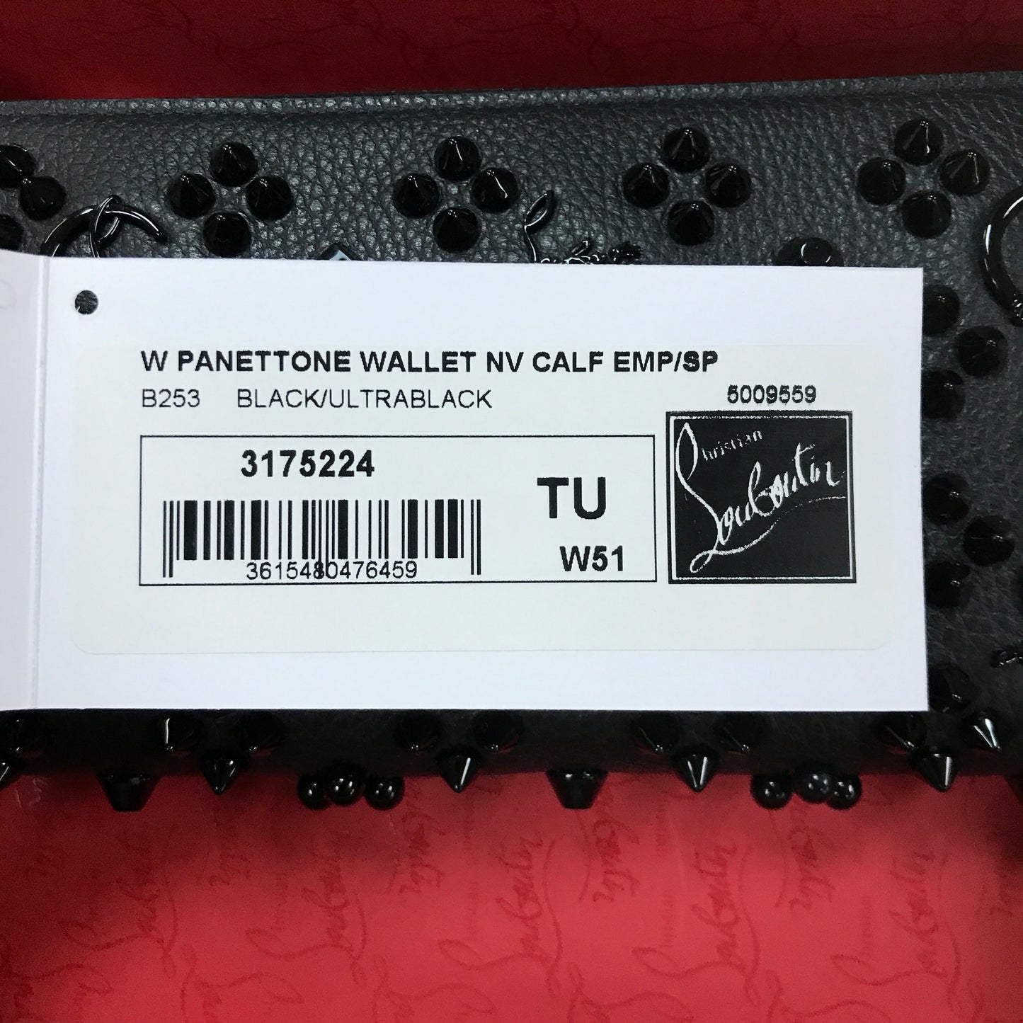 Christian Louboutin Panettone Wallet - Grained calf leather and spikes Loubinthesky - Black