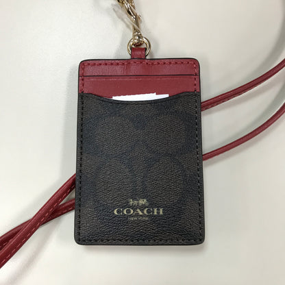 Coach Id Lanyard in Signature Canvas - Brown/Red