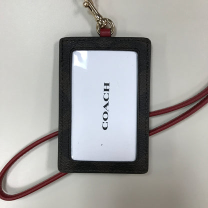 Coach Id Lanyard in Signature Canvas - Brown/Red