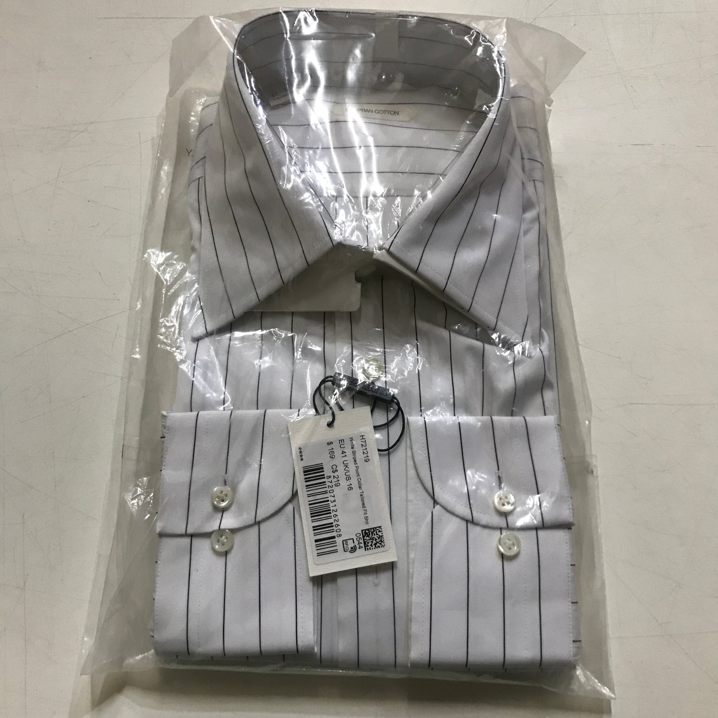 Suit Supply White Striped Point Collar Shirt