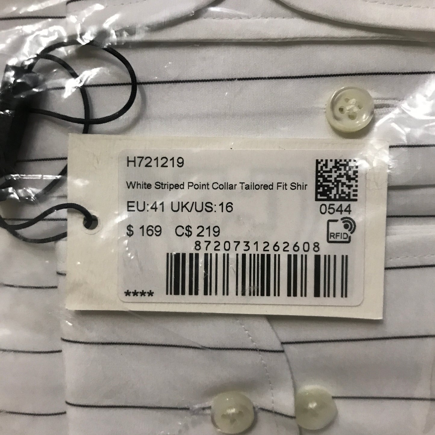 Suit Supply White Striped Point Collar Shirt