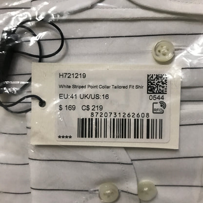Suit Supply White Striped Point Collar Shirt