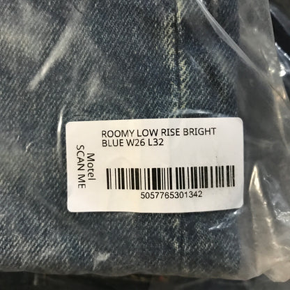Motel Rocks Roomy Extra Wide Low Rise Jeans in Bright Blue