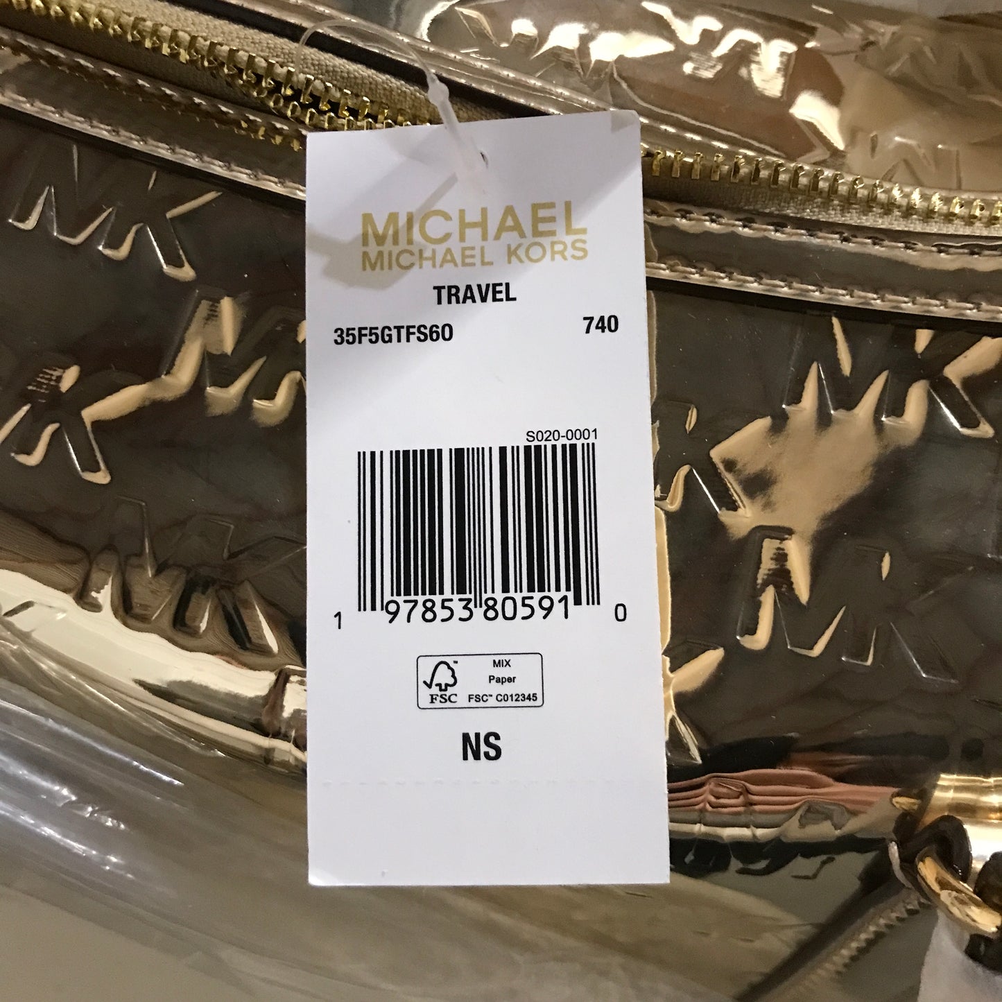 Michael Kors Jet Set Medium Metallic Logo Debossed Satchel