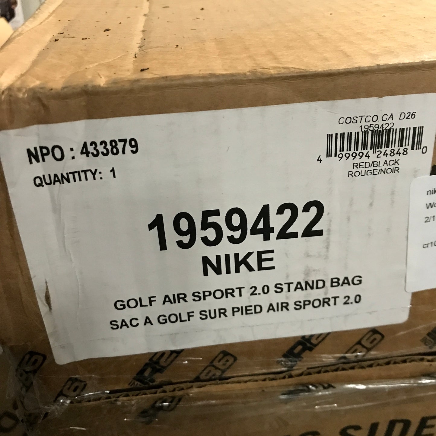 Nike Air Sport 2 Golf Bag - Black/Red/White