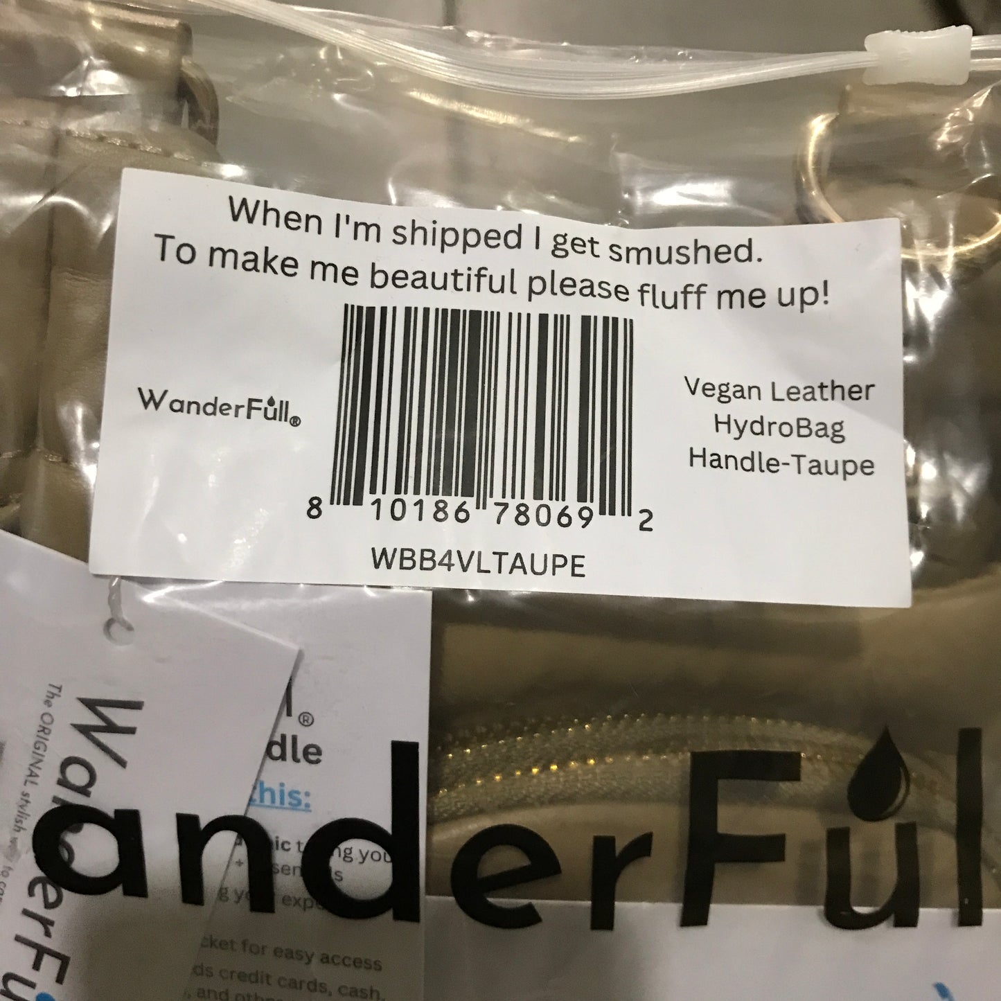 Wanderfull HydroBag HANDLE Taupe Vegan Leather with Strap Bundle