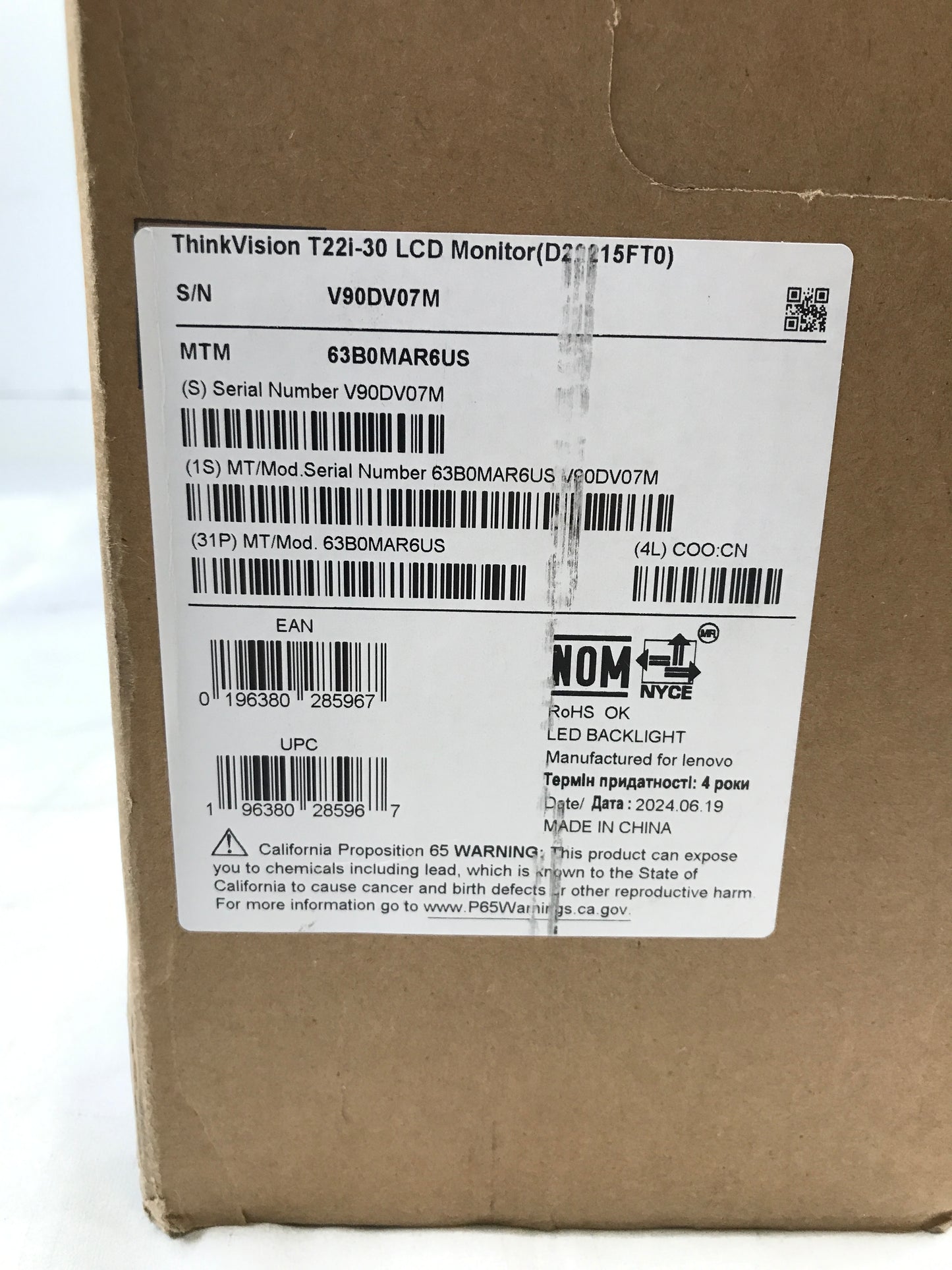 Lenovo ThinkVision 21.5 inch Monitor - T22i-30