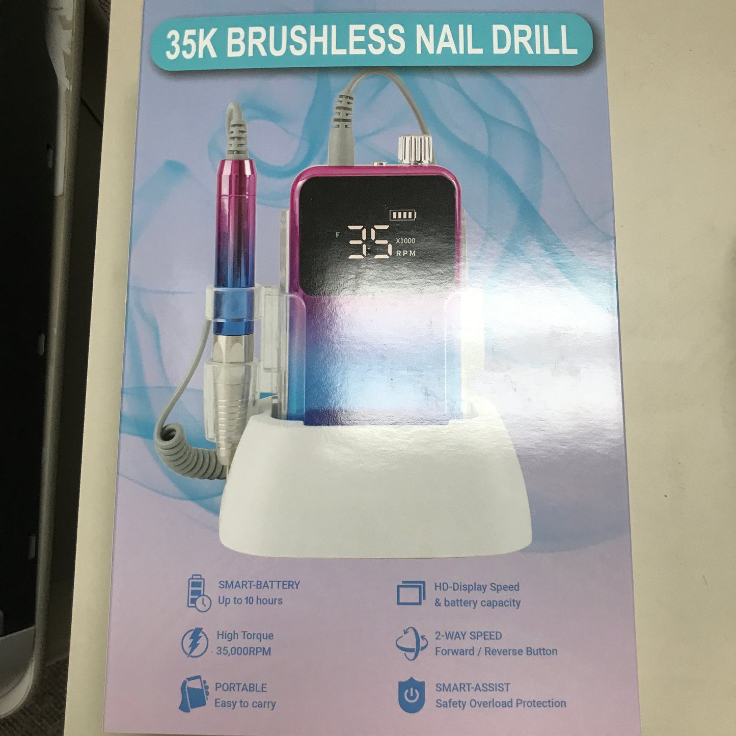 2-in-1 Hybrid Brushless Nail Drill For Portable and Desktop Use - Black