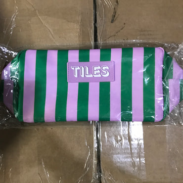 My Fair Mahjong - Premium Mahjong Tile Bag - Purple & Green Stripes