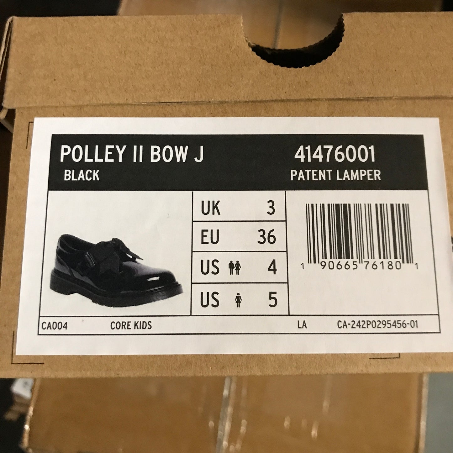 Dr. Martens Junior Polley II Bow Patent Leather Mary Jane Shoes - Black Patent Lamper