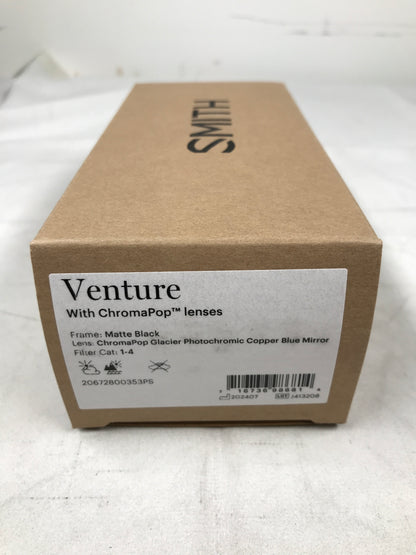 Smith Venture Sunglasses - Matte Black + ChromaPop Glacier Photochromic Copper Blue Mirror Lens