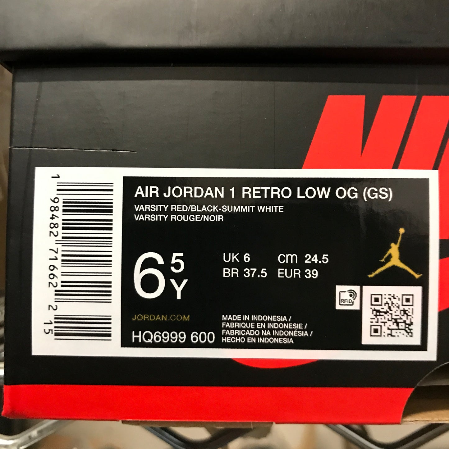 Nike Jordan AJ 1 Retro Low OG (Boys' Grade School) - Red/White/Black