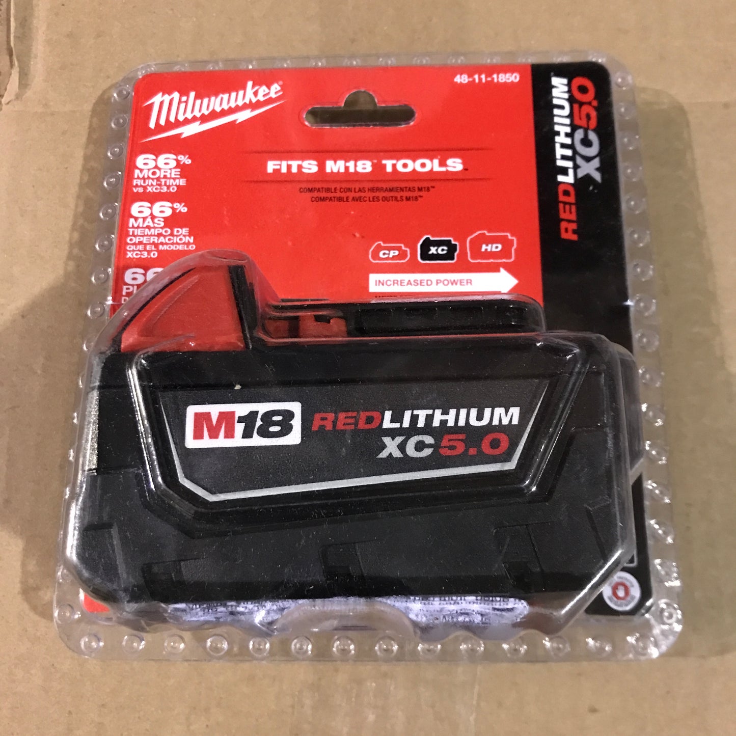 Milwaukee 18V M18 Lithium-Ion Extended Capacity (XC) 5.0 Ah REDLITHIUM Battery