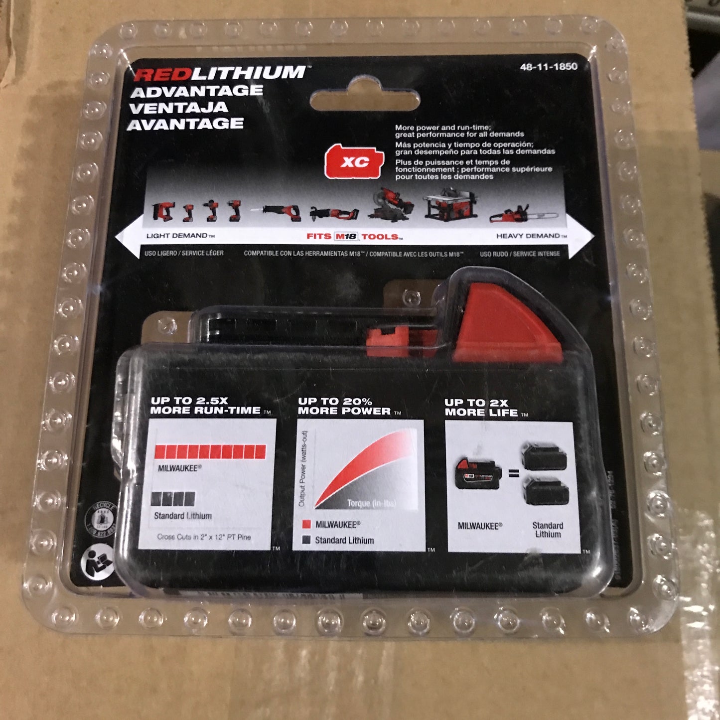 Milwaukee 18V M18 Lithium-Ion Extended Capacity (XC) 5.0 Ah REDLITHIUM Battery