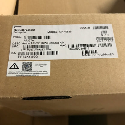 HPE Aruba Networking AP‑635 (RW) Tri Radio 2x2 802.11ax Wi‑Fi 6E Internal Antennas Campus AP