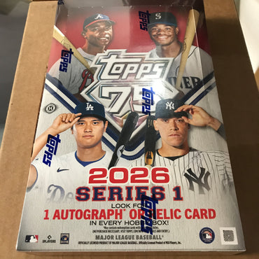 Topps 2026 Series 1 Baseball Hobby Box (Includes 1 Autograph or Relic Card)