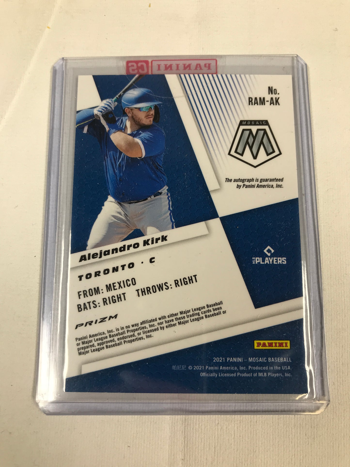Panini Modaic Baseball Alejandro Kirk Signed Card 2021 - Blue Jays