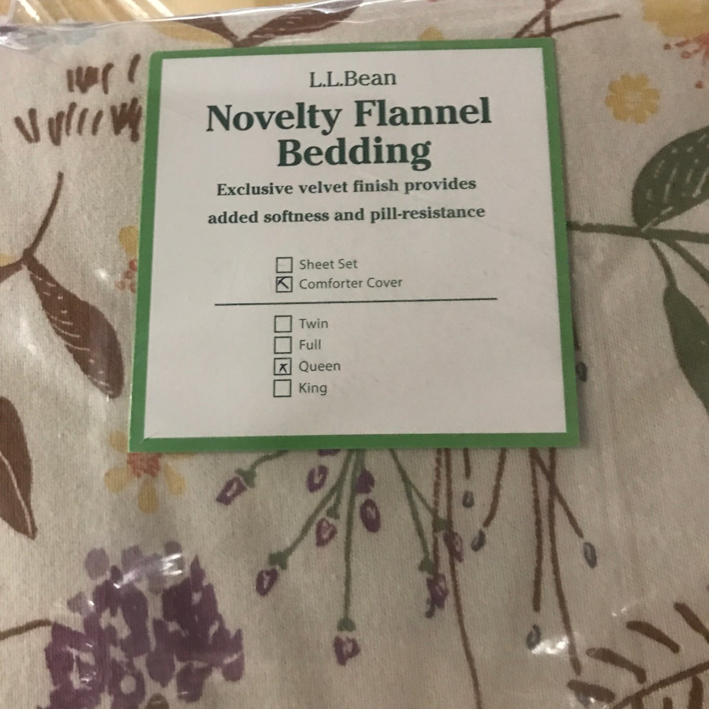 L.L.Bean Birch Floral Flannel Comforter Cover Collection - Queen