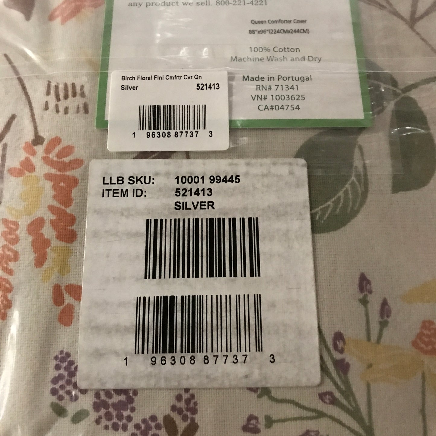 L.L.Bean Birch Floral Flannel Comforter Cover Collection - Queen