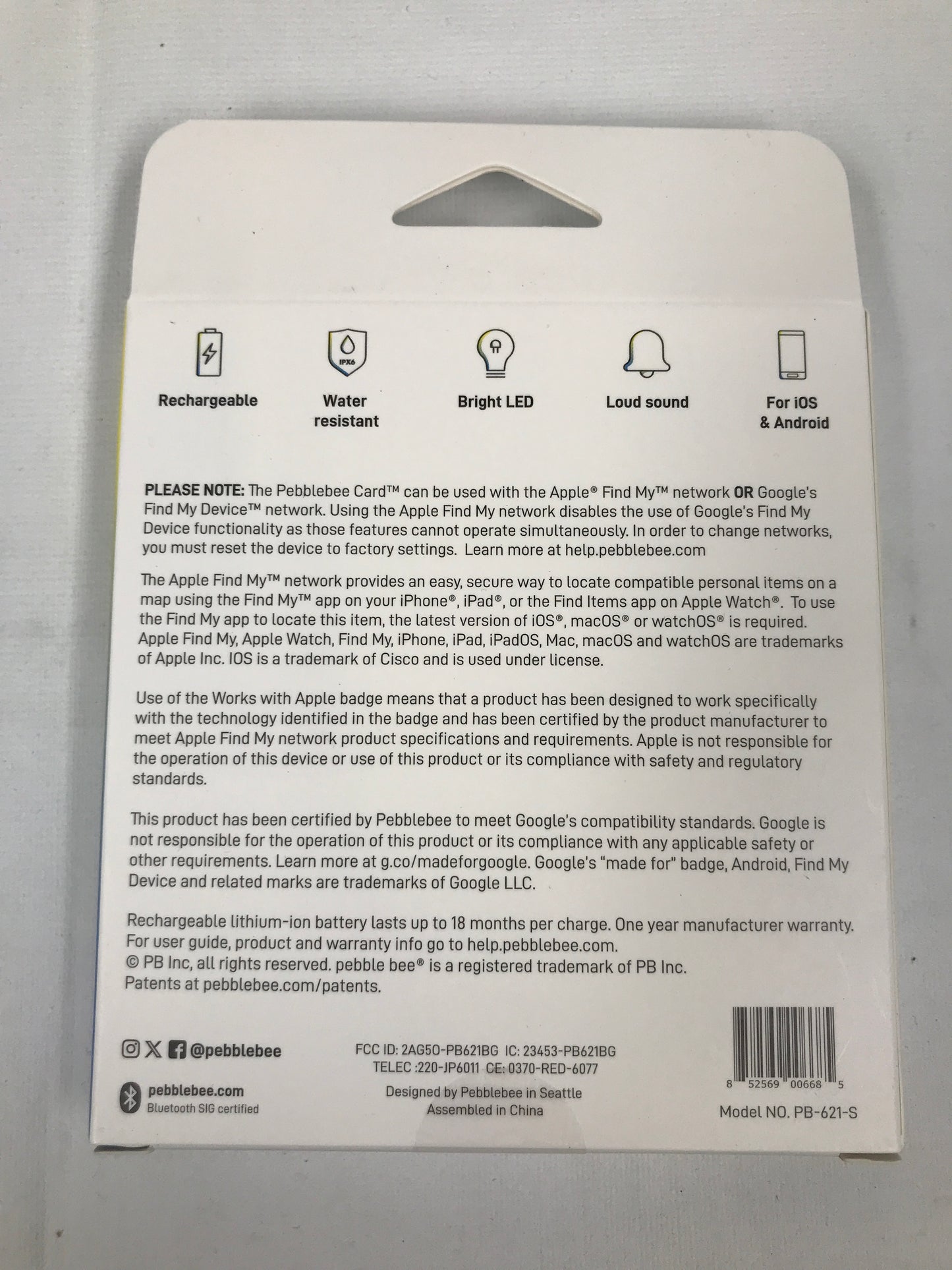 Pebblebee Card Universal Mini Item Finder
