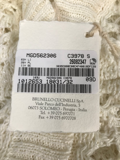 Brunello Cucinelli Foliage lace hooded cardigan in linen and silk diamond yarn