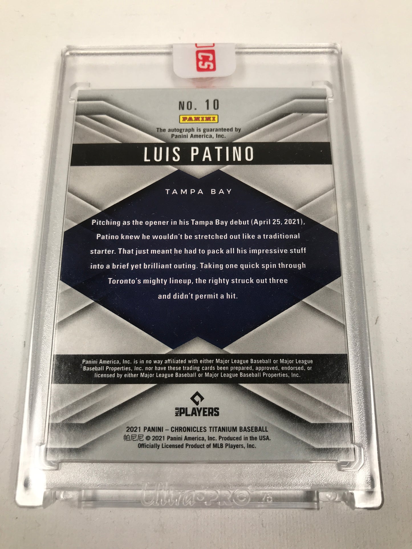 Panini Chronicles Titanium Baseball Luis Patino Signed Card 2021