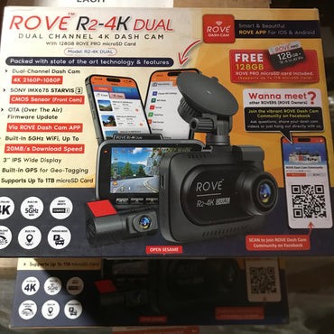ROVE R2-4K DUAL Dash Cam Front and Rear