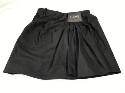 Loewe Draped Cotton And Silk-Blend Twill Mini Skirt in Black