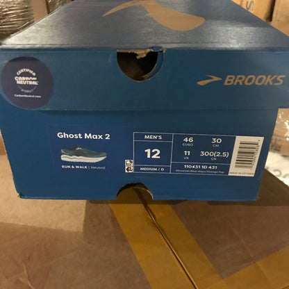 Brooks Men’s Ghost Max 2 Neutral Running & Walking Shoe - Moroccan Blue/Aqua/Orange Pop