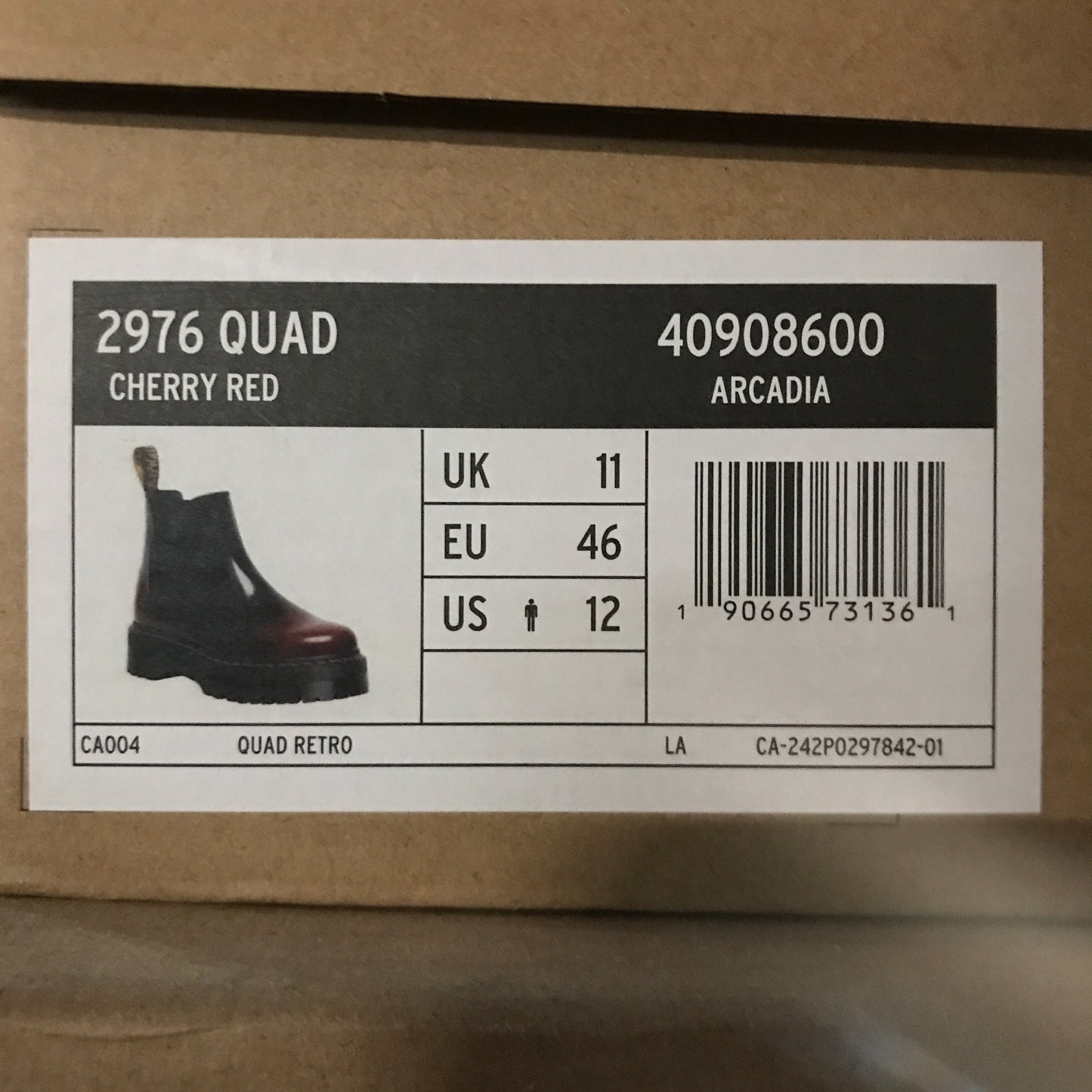 Dr. Martens 2976 Quad Arcadia Leather Platform Chelsea Boots - Cherry Red Arcadia