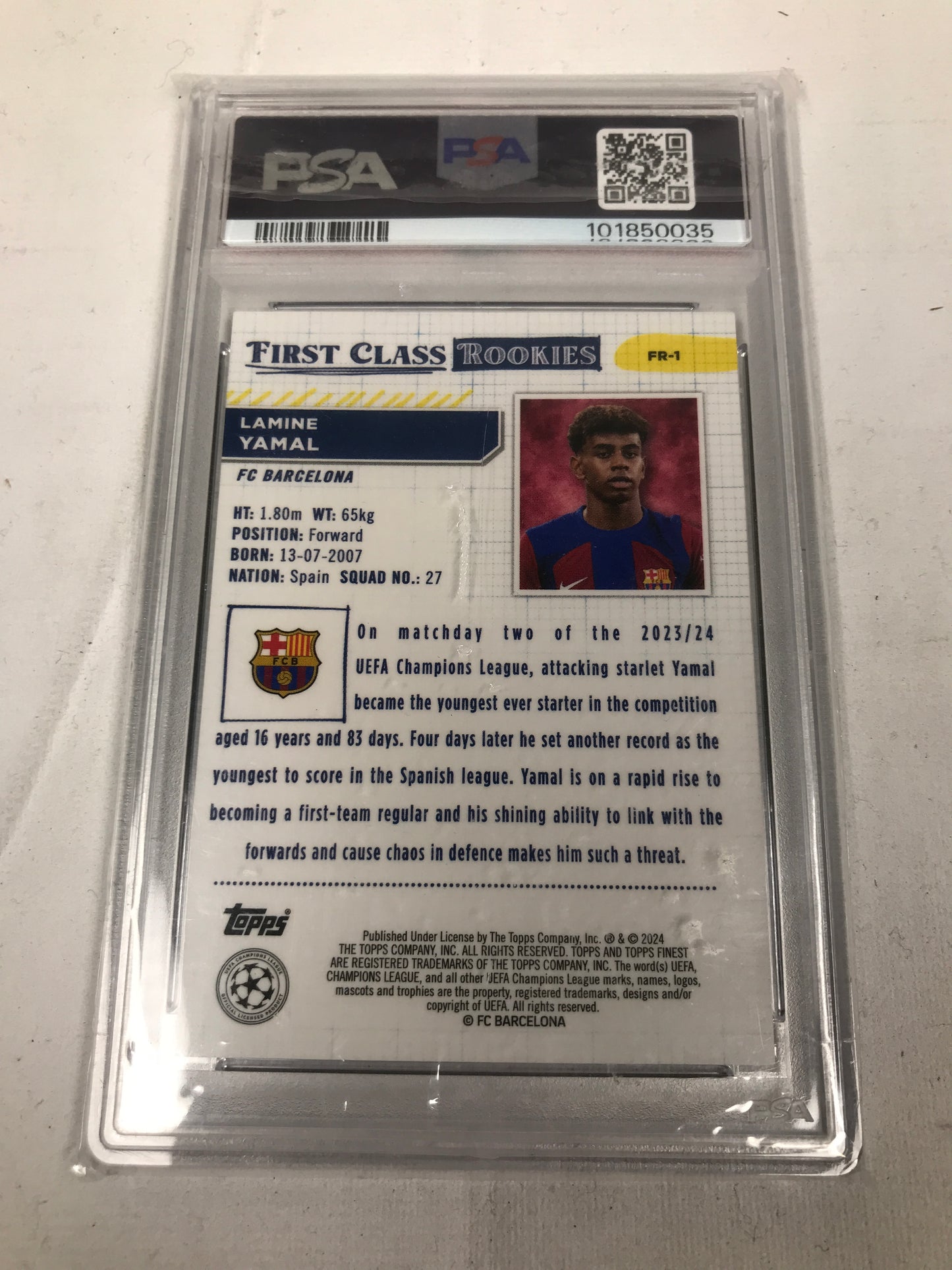 Lamine Yamal 2023-24 Finest UCC Card - PSA 9